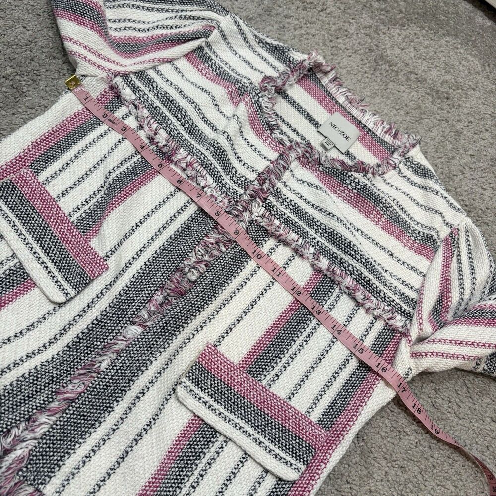 Nic And Zoe Dashing Days Striped Fringe Jacket Size PP Petite (0P) - Picture 9 of 9